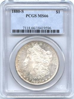 アメリカ 1ドル銀貨 1880(S) モルガンダラー PCGS-MS66｜ダルマコイン