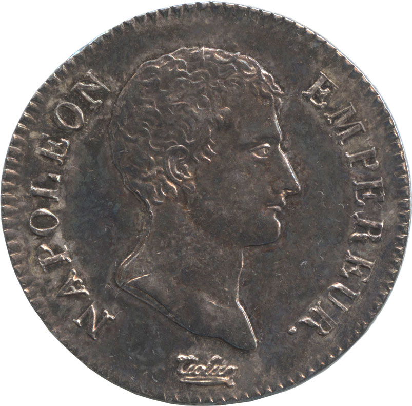 フランス 2フラン銀貨 1806(A) ナポレオン1世(1804-1014・15) トーン・極美品+～未使用品｜ダルマコインショップ