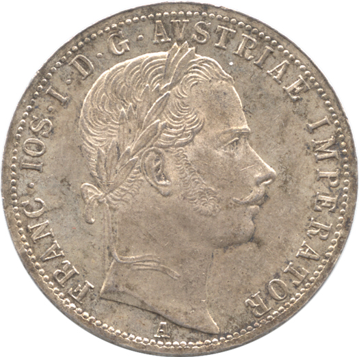 オーストリア 1フローリン銀貨 1865 (A) フランツ・ヨーゼフ1世 (1848 ...