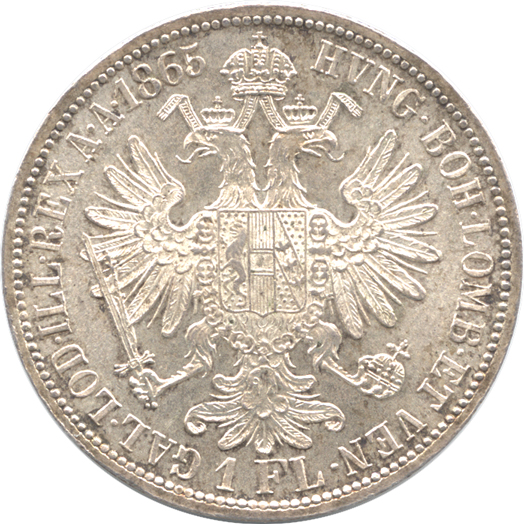 オーストリア 1フローリン銀貨 1865 (A) フランツ・ヨーゼフ1世 (1848 ...