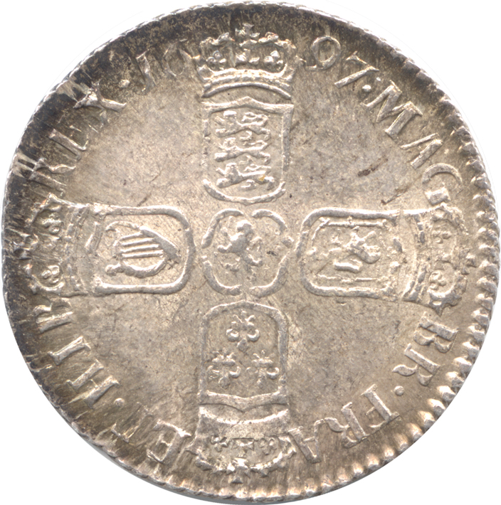 イギリス 6ペンス銀貨 1696 ウィリアム3世 1694 1702 トーン 未使用品 ダルマコインショップ