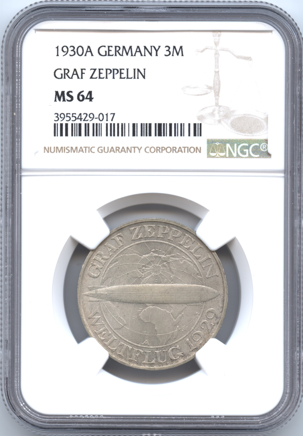 【ドイツ 銀貨】ドイツが誇る硬式飛行船ZEPPELIN号の銀貨