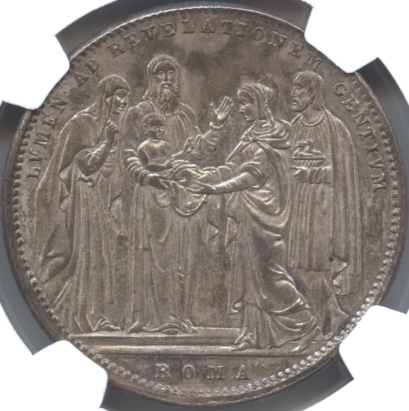 イタリア 教皇領 1スクード銀貨 1834 グレゴリー16世(1831-1846) NGC